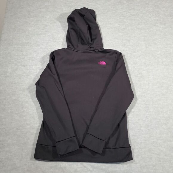 The North Face Hoodie Women Medium Black Rainbow Logo Polyester Stretch Pullover - Picture 7 of 8